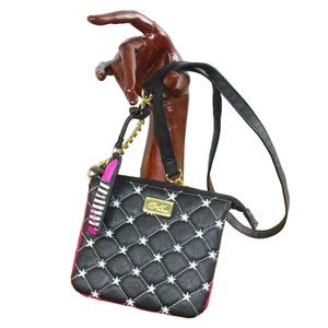 Betsey Johnson Luv Betsey Black Quilted White Stars Shoulder Crossbody Body Bag
